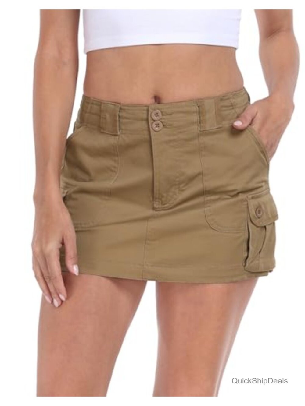 Womens Micro Mini Cargo Skirt Y2K Utility Bodycon Skirt with Pockets
